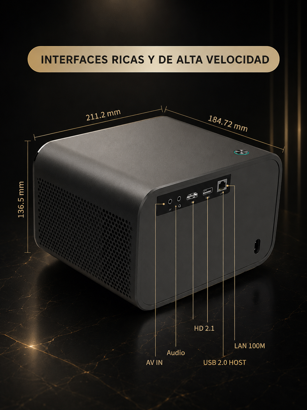 KORA Cinema —
Proyector Inteligente Full HD 1080p, Wi-Fi 6