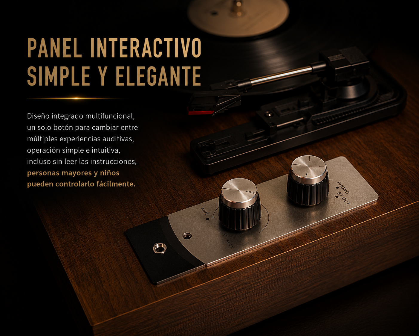 KORA Groove — 
Tocadiscos Bluetooth de Madera Premium