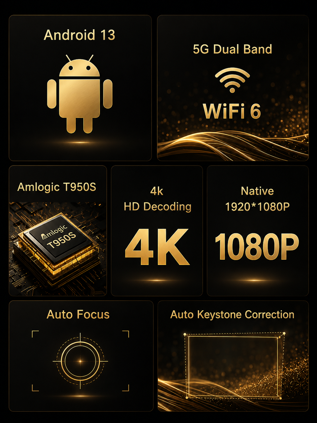 KORA Cinema —
Proyector Inteligente Full HD 1080p, Wi-Fi 6
