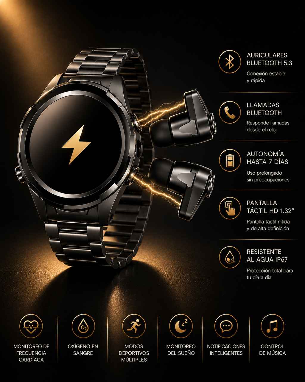 KORA Fusion —
Smartwatch con Auriculares