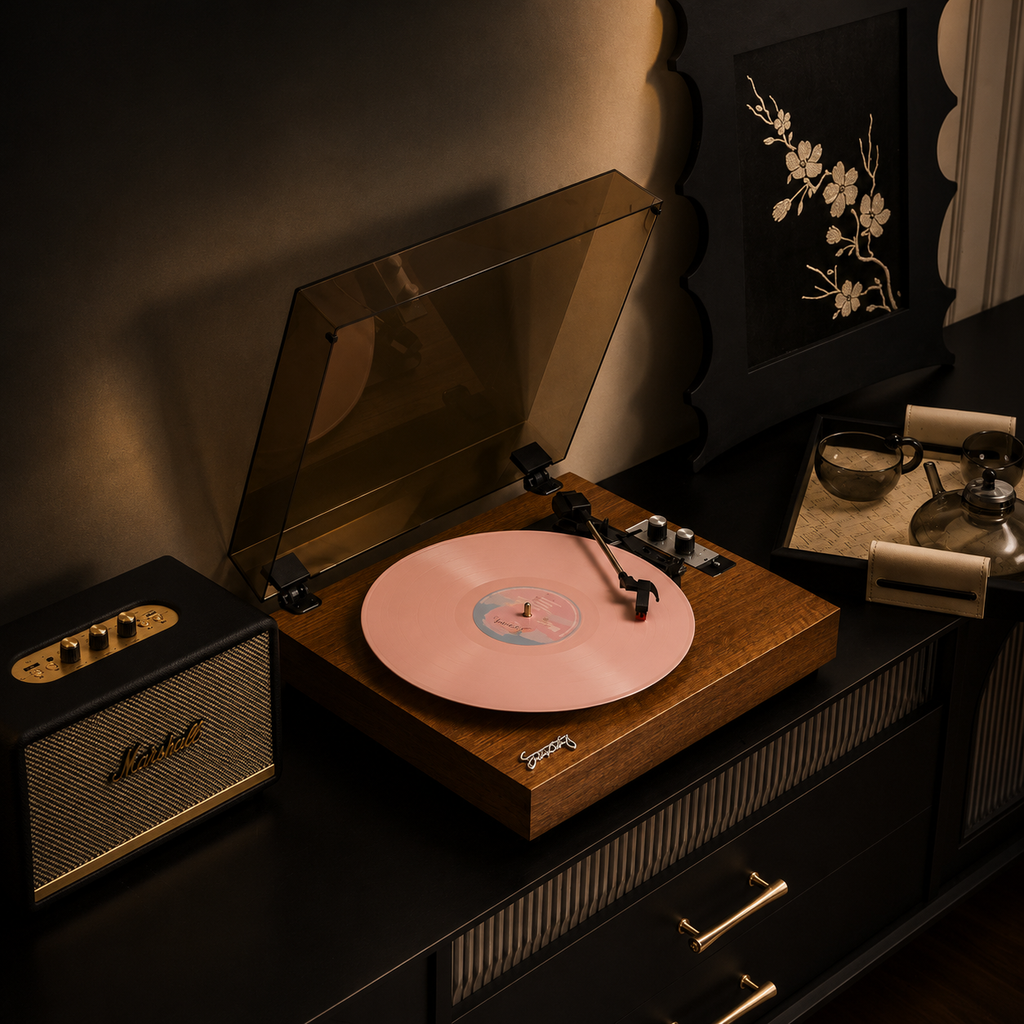 KORA Groove — 
Tocadiscos Bluetooth de Madera Premium