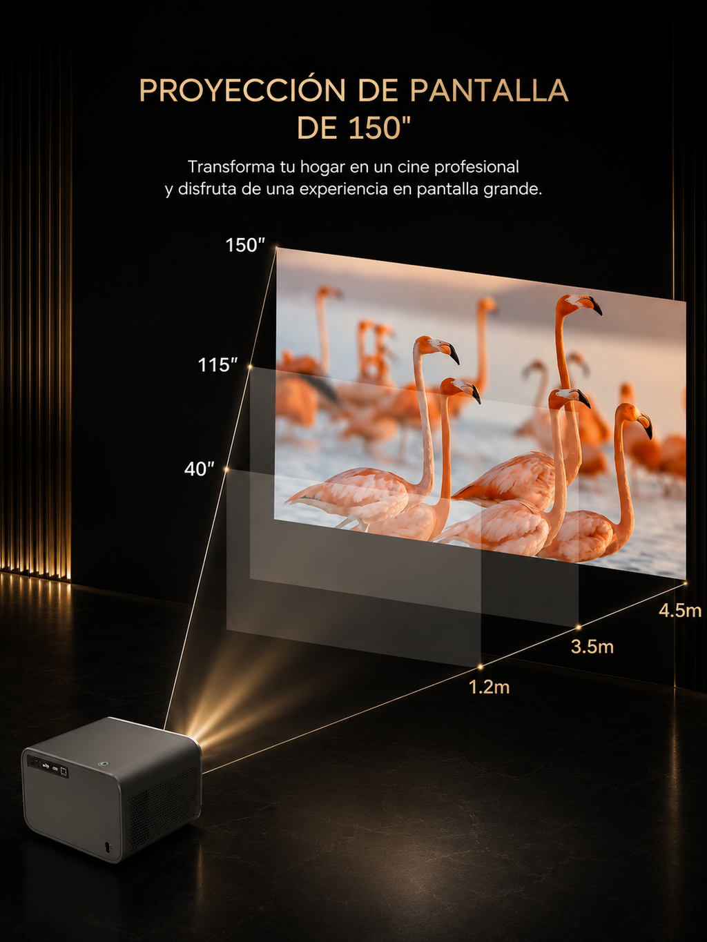 KORA Cinema —
Proyector Inteligente Full HD 1080p, Wi-Fi 6