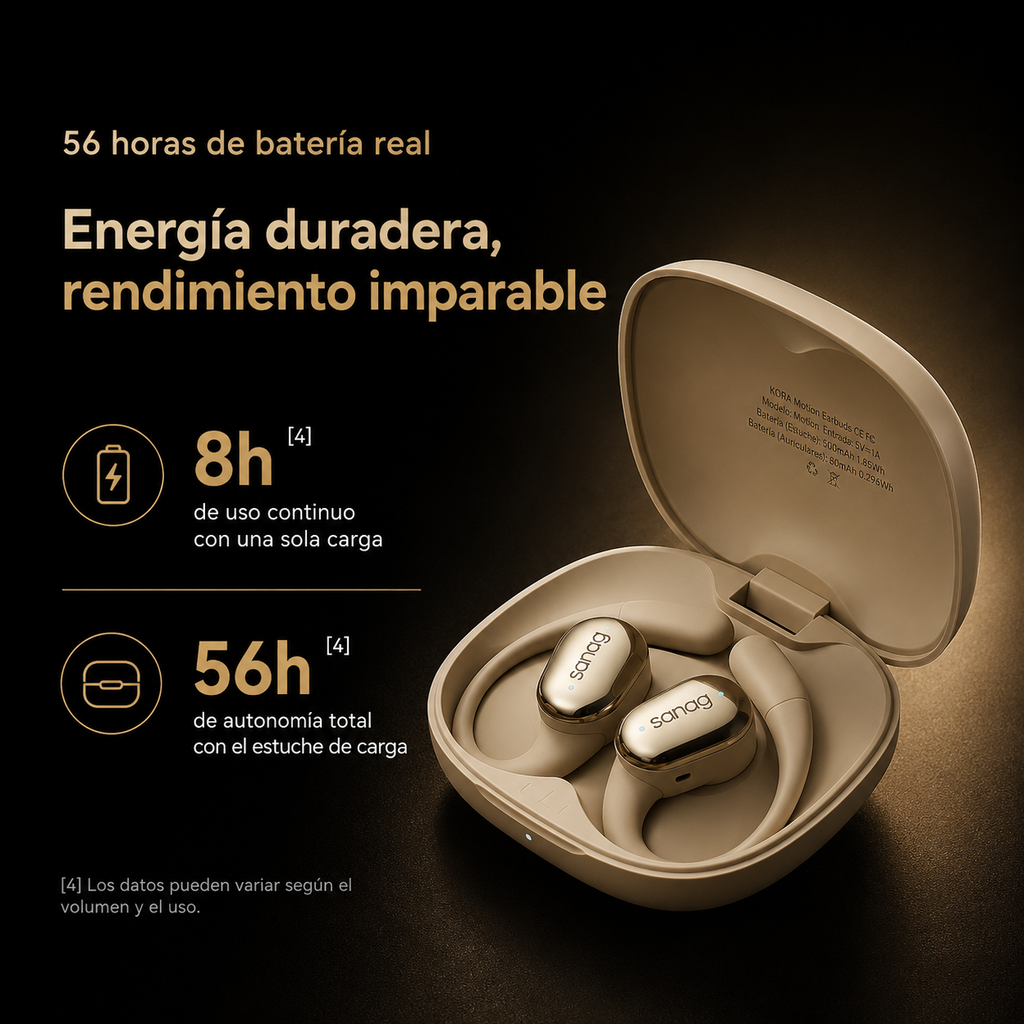 KORA Motion —
Auriculares Open-Ear Premium Bluetooth 6.0
