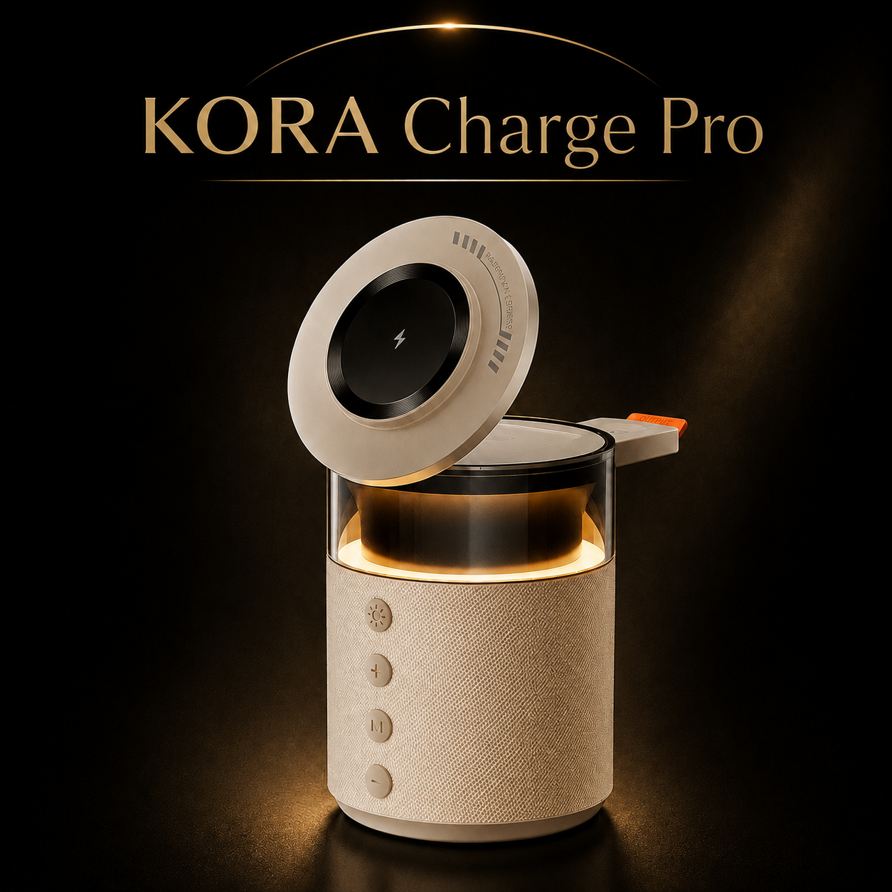 KORA Charge Pro —
Estación de Carga Inalámbrica Multifunción