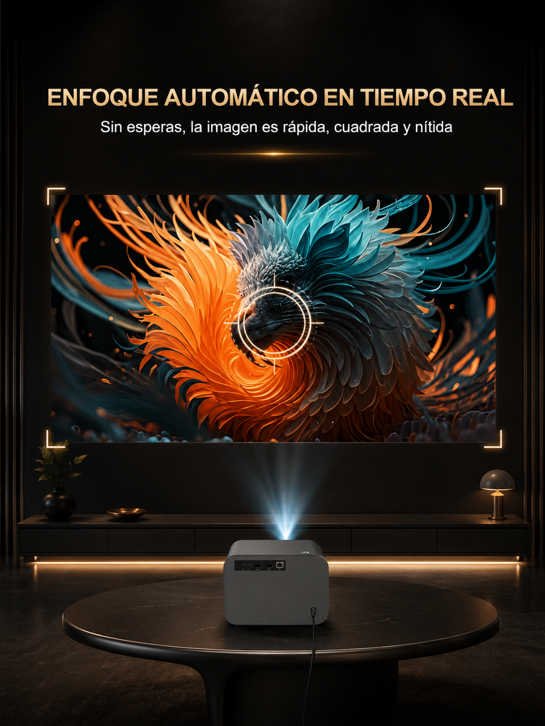 KORA Cinema —
Proyector Inteligente Full HD 1080p, Wi-Fi 6