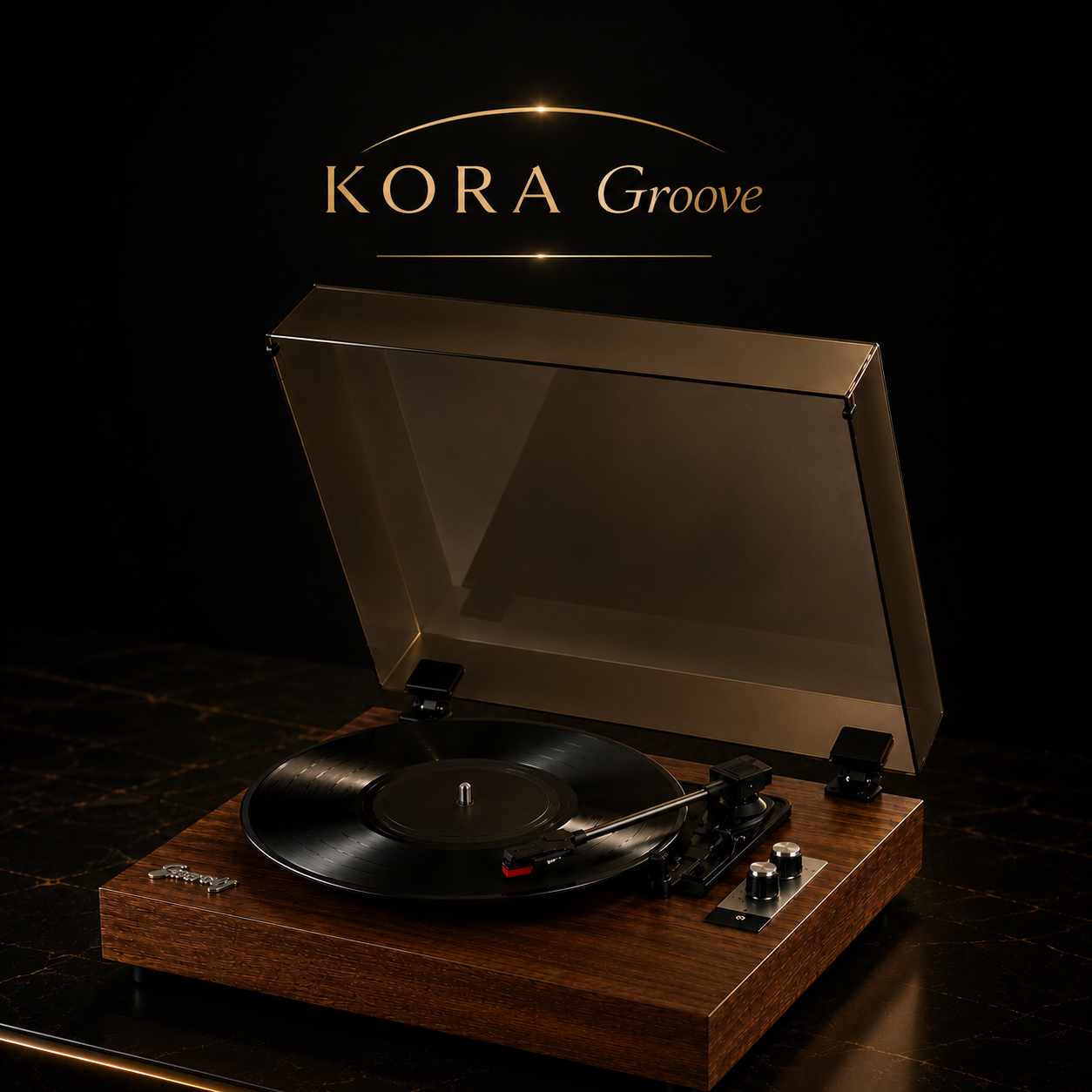 KORA Groove — 
Tocadiscos Bluetooth de Madera Premium