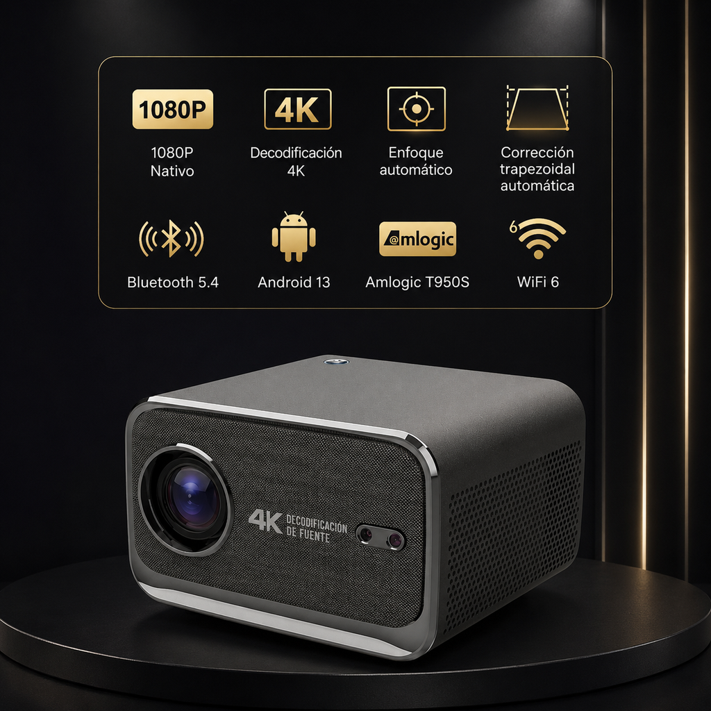 KORA Cinema —
Proyector Inteligente Full HD 1080p, Wi-Fi 6