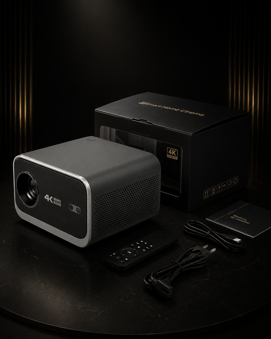 KORA Cinema —
Proyector Inteligente Full HD 1080p, Wi-Fi 6