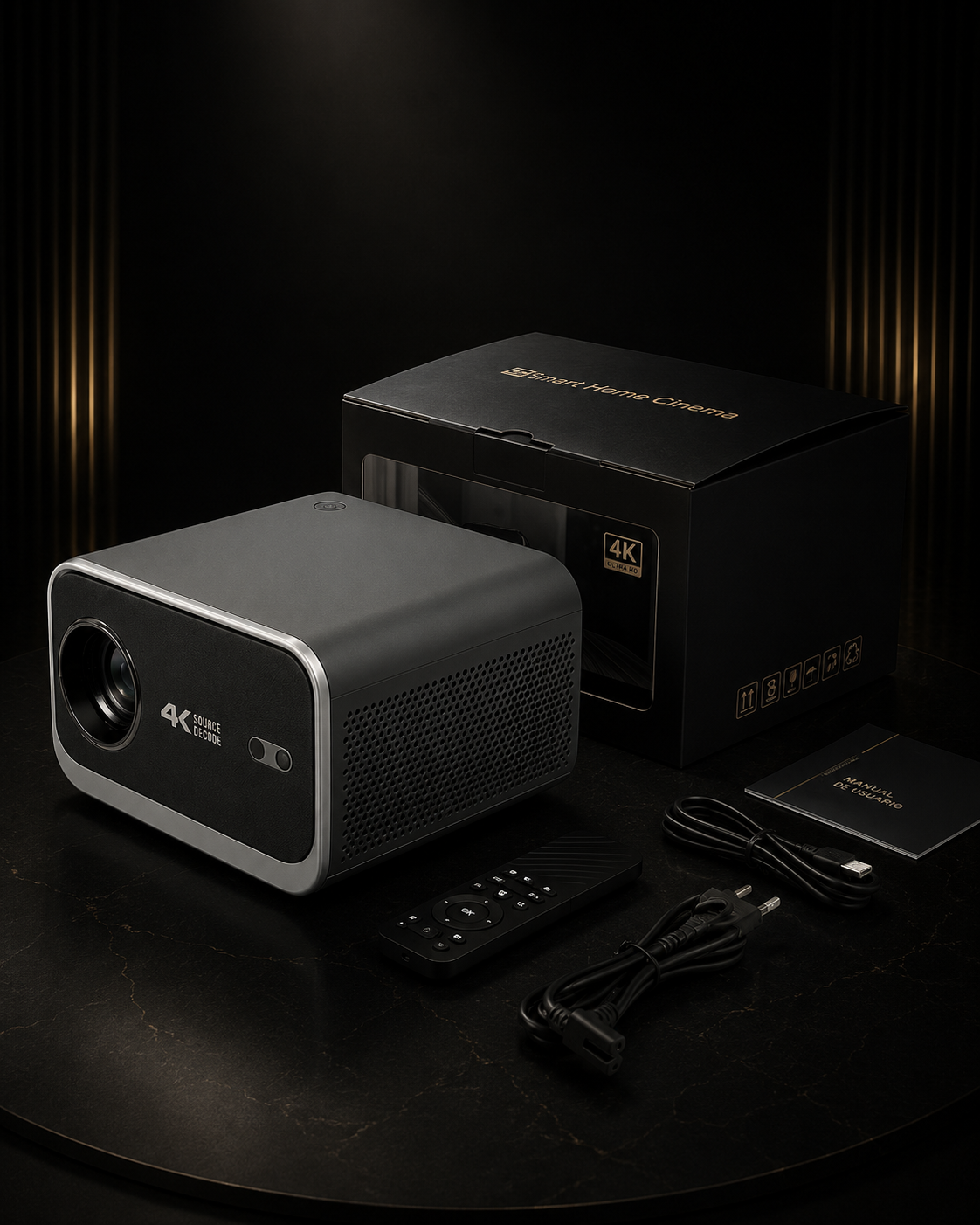 KORA Cinema —
Proyector Inteligente Full HD 1080p, Wi-Fi 6