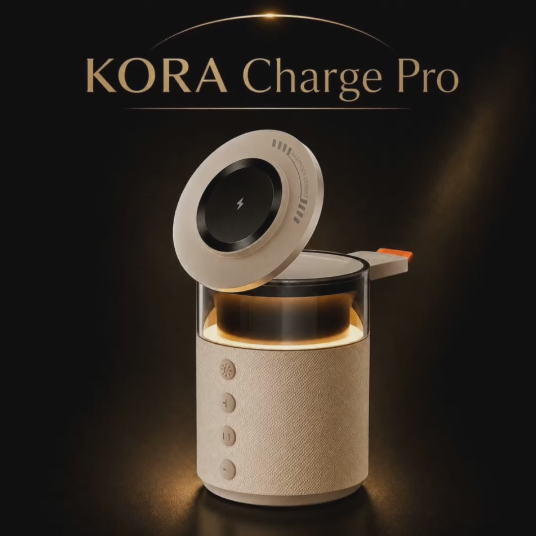 KORA Charge Pro —
Estación de Carga Inalámbrica Multifunción