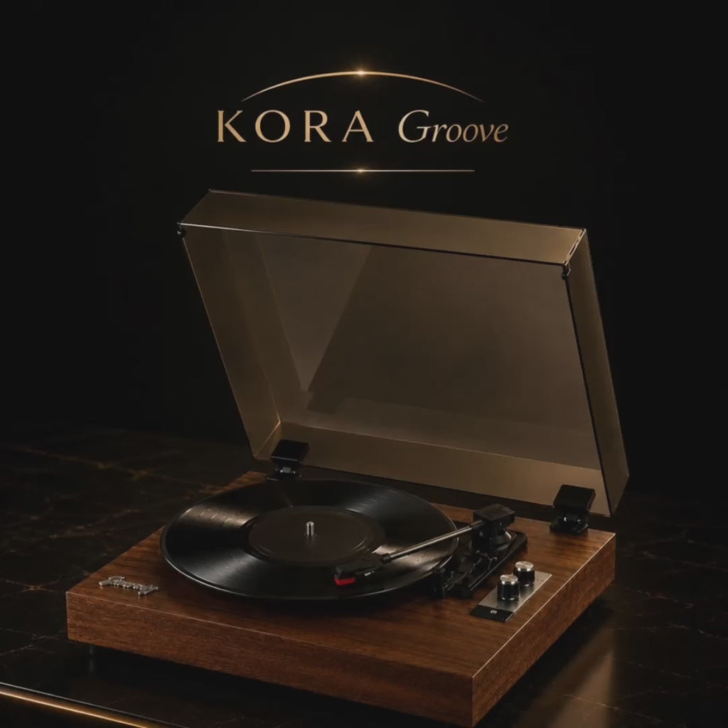 KORA Groove — 
Tocadiscos Bluetooth de Madera Premium